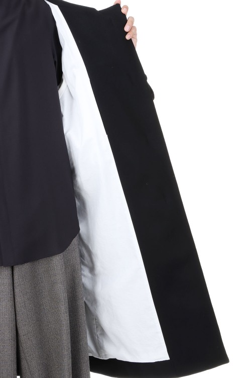 YOKE SLEEVE OVERCOAT WITH HOOD IN SPECKLED WOOL MELTON