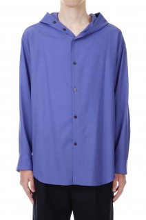 DROPPED SHOULDER TOP WITH HOOD IN WOOL SHIRTING(F23T011-NKWS)-PERIWINKLE-