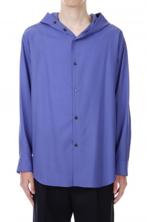 DROPPED SHOULDER TOP WITH HOOD IN WOOL SHIRTING(F23T011-NKWS)-PERIWINKLE-