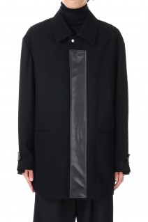 LEATHER FLY FRONT LONG JACKET (ST.632)-BLACK-
