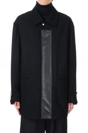 ジャケット・アウター LEATHER FLY FRONT LONG JACKET stein / シュタイン】LEATHER FLY FRONT LONG JACKET - BLACK