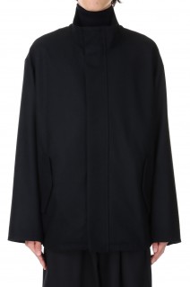 MELTON STAND COLLAR ZIP SHORT JACKET(ST.636)-BLACK-