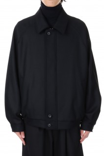 OVERSIZED MELTON HARRINGTON ZIP JACKET(ST.658)-BLACK-