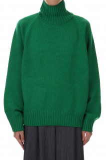EX FINE LAMBS LOOSE HIGH NECK KNIT LS(ST.692)-GREEN-