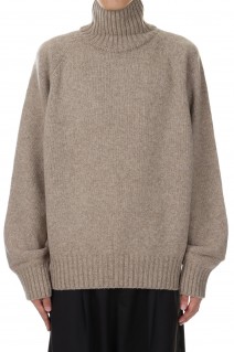 EX FINE LAMBS LOOSE HIGH NECK KNIT LS(ST.692)-BEIGE-