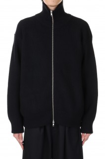 OVERSIZED DRIVERS KNIT ZIP JACKET(ST.696)-BLACK-