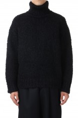 MOHAIR WOOL LOOSE KNIT TURTLE NECK LS(ST.715)- BLACK-
