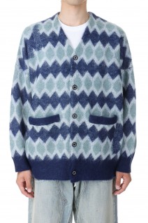 Mohair Border Cardigan(23AW	K-2)-Blue & Navy-