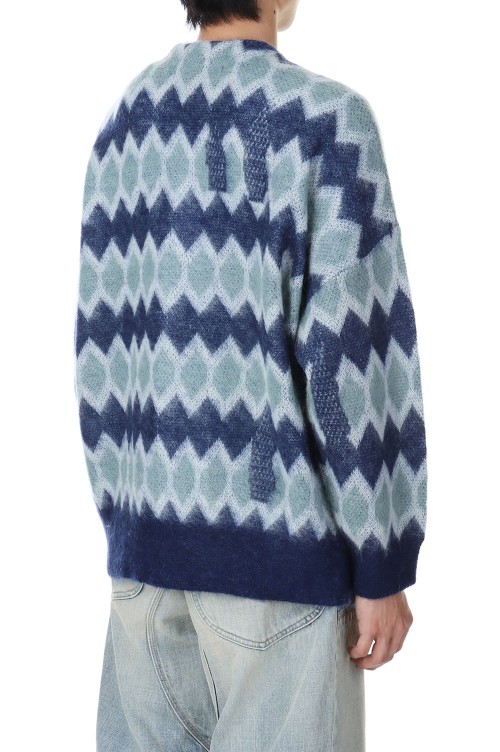 Mohair Border Cardigan(23AW K-2)-Blue & Navy- | セレクトショップ