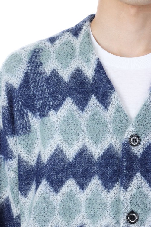 Mohair Border Cardigan(23AW K-2)-Blue & Navy- | セレクトショップ