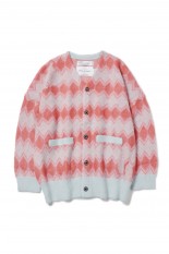 Mohair Border Cardigan(23AW	K-2)-Pink &amp; Aqua-