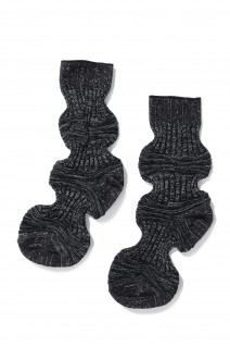 GARTER RIB GLITTER SOCKS / BLACK-SILVER (CF006AI144)