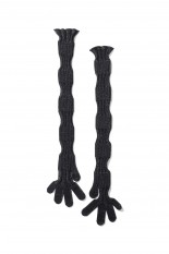 FLUTED GLITTER LONG GLOVES / BLACK-SILVER (CF006AI145)