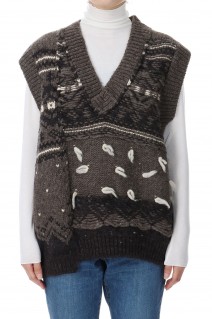 3G OVERSIZED CANADIAN SWEATER VEST -BROWN(23WKN-#917S)