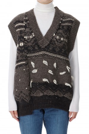 3G OVERSIZED CANADIAN SWEATER VEST -BROWN(23WKN-#917S)