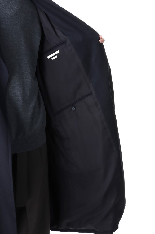 Wool Mohair Motorcycle Coat( #BHS23F011Mo)-#02DarkNavy