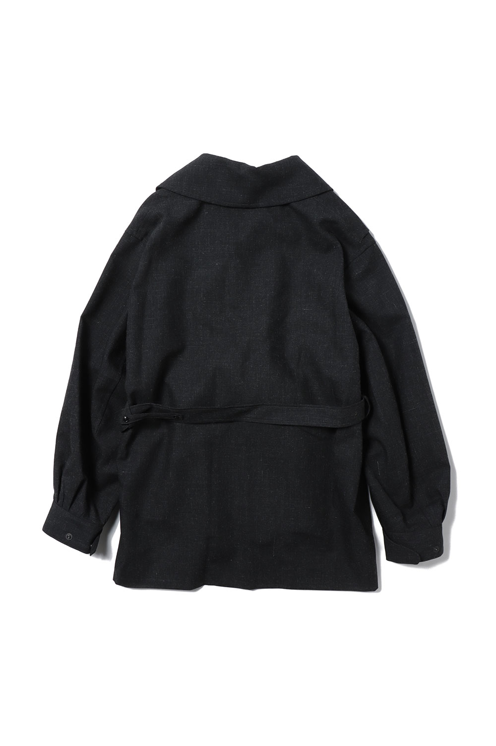 Wool Ramie Motorcycle Jacket(#BHS23F012Ra)-#01HeatherBlack