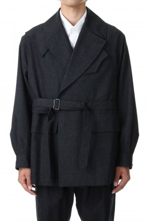 Wool Ramie Motorcycle Jacket(#BHS23F012Ra)-#01HeatherBlack-