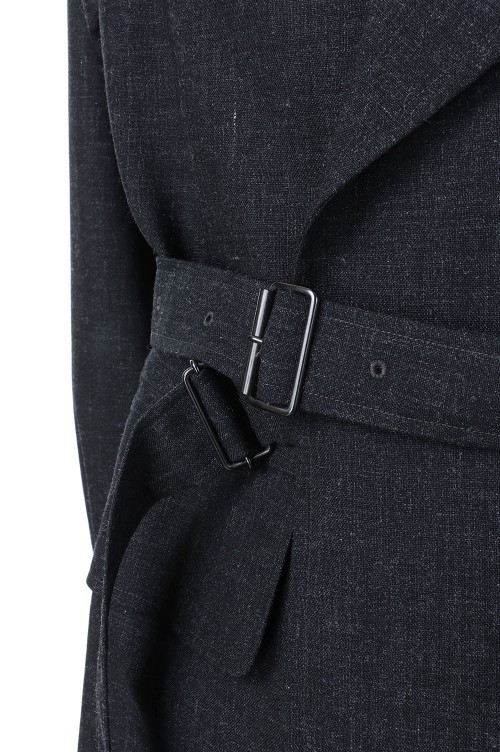 Wool Ramie Motorcycle Jacket(#BHS23F012Ra)-#01HeatherBlack