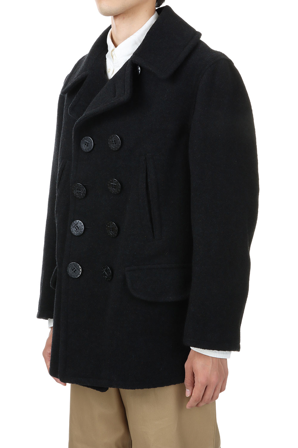Suvin Cotton Melton P Coat - BLACK (COLM-119) | セレクトショップ