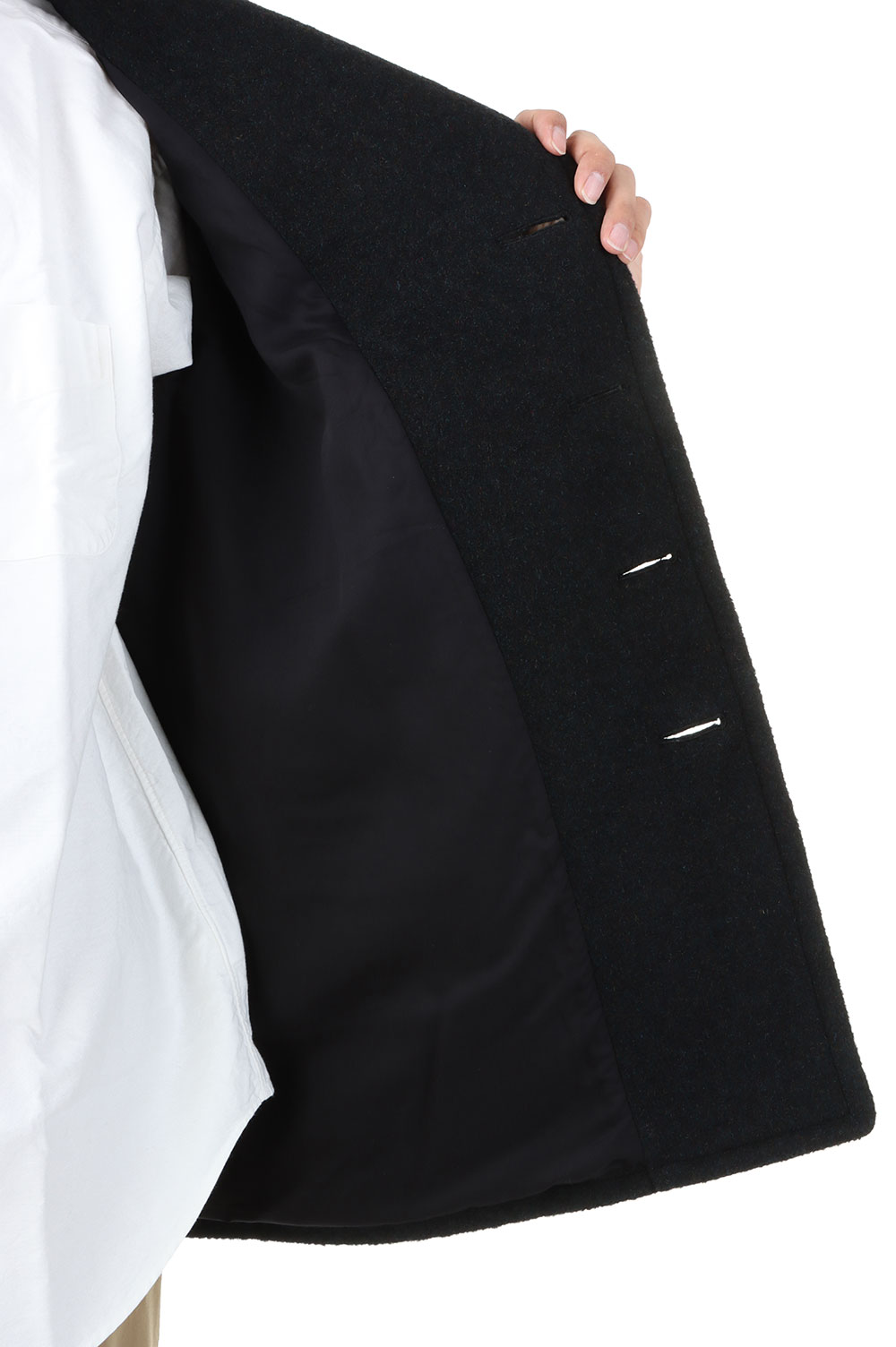 Suvin Cotton Melton P Coat - BLACK (COLM-119) | セレクトショップ