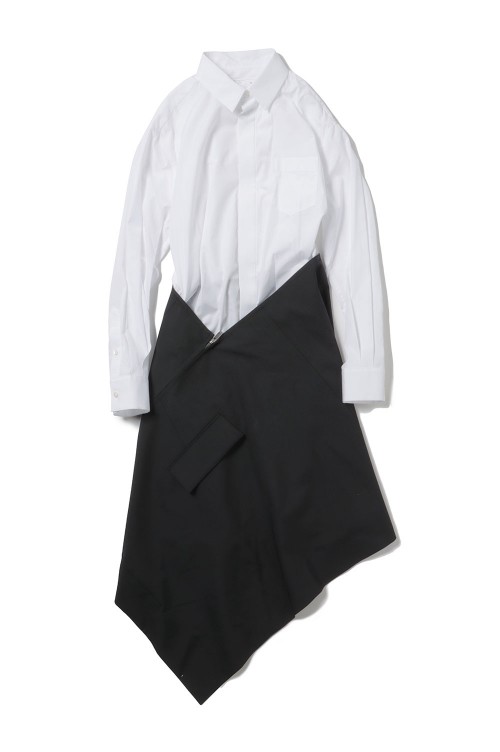 Thomas Mason Cotton Poplin Dress -Off White x Black (23