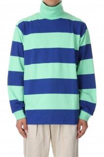 Wide Border Turtle Neck L/S Tee - MINT / BLUE (TP233-70027)