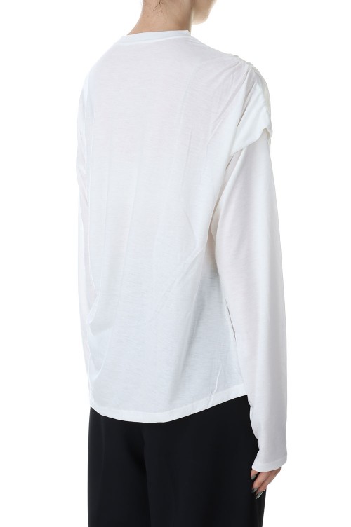 Asymmetry Drape Long T-Shirts -WHITE (12320603) | セレクト
