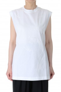 Suvin Cotton Jersey Emboridery Top / WHITE (MM23PF-JS704)
