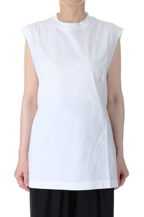 Suvin Cotton Jersey Emboridery Top / WHITE (MM23PF-JS704