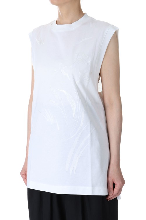 Suvin Cotton Jersey Emboridery Top / WHITE (MM23PF-JS704