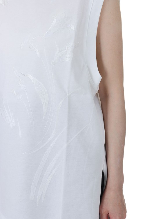 Suvin Cotton Jersey Emboridery Top / WHITE (MM23PF-JS704