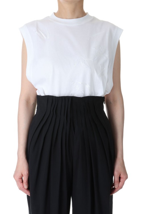 マメSuvin Cotton Jersey Emboridery Top