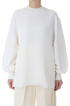 マメクロゴウチ mame kurogouchi Floral Jacquard Knitted Top クルーネックニット MM23PF-KN717 Floral Jacquard Knitted Top / WHITE (MM23PF-KN717