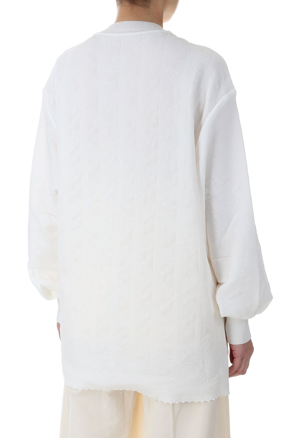 マメクロゴウチ mame kurogouchi Floral Jacquard Knitted Top クルーネックニット MM23PF-KN717 Floral Jacquard Knitted Top / WHITE (MM23PF-KN717
