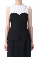 Floral Quilted Silk Bustier / BLACK (MM23PF-SH721)