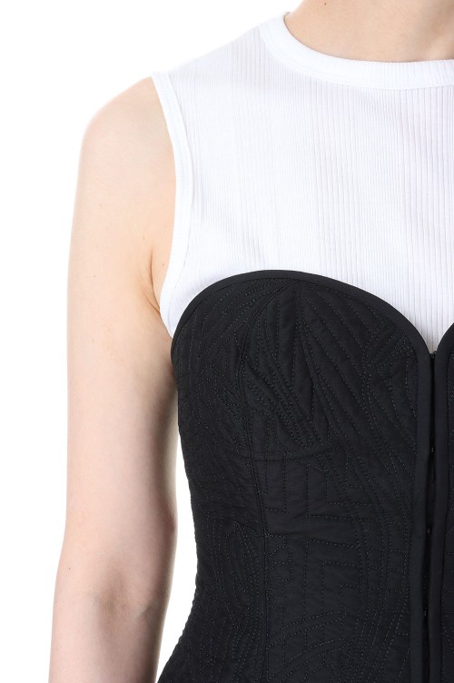 Floral Quilted Silk Bustier / BLACK (MM23PF-SH721) | セレクト