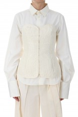 Floral Quilted Silk Bustier / ECRU (MM23PF-SH721)