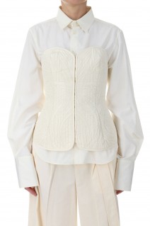 Floral Quilted Silk Bustier / ECRU (MM23PF-SH721)