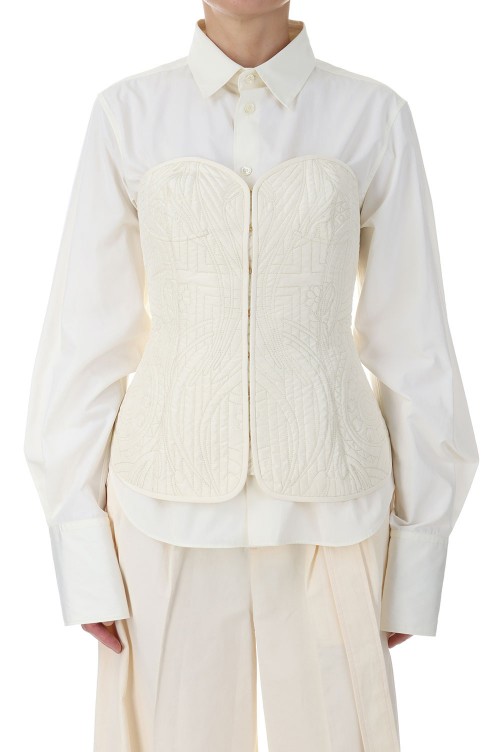 FLORAL QUILTED SILK BUSTIER