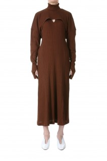 Random Ribbed Organic Cotton 2 way Dress / BROWN (MM23PF-JS725)