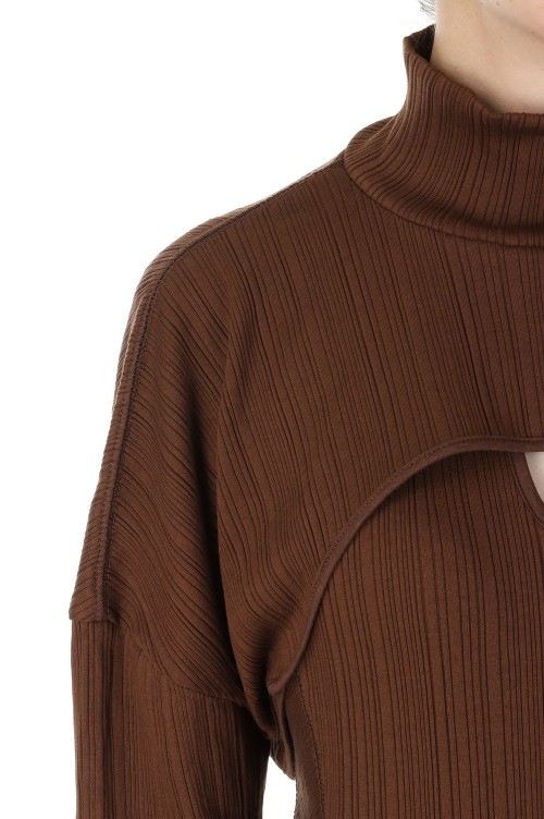Random Ribbed Organic Cotton 2 way Dress / BROWN (MM23PF