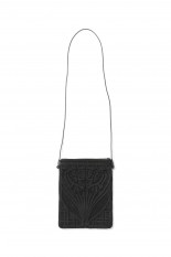 Cording Embroidery Pouch With Leather Strap / BLACK (MM14-AC402PF)