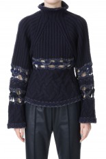 Basket Pattern Combinetion Knittend Pullover(MM23FW-KN054)