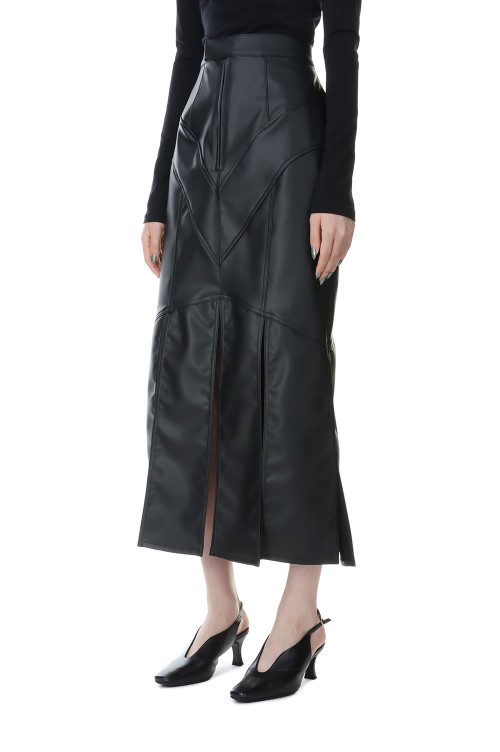 【コンビニ受取対応商品】 FAUX-LEATHER SLIT セレクト | (FTC234-0501) -Black SKIRT スカート