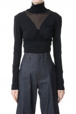 NYLON JERSEY GATHERED BODYSUIT -Black (FTC234-0401) | セレクト 