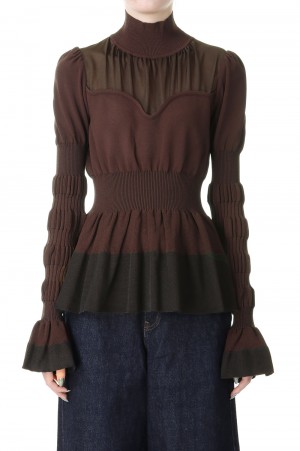 トップス fetico KNIT PEPLUM SWEATER 新品タグ付】FETICO STRIPE KNIT PEPLUM SWEATER レディース