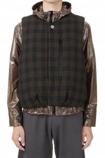 PADDED CIRCLE VEST (AW23-VST-101-02)-BROWN CHECK-