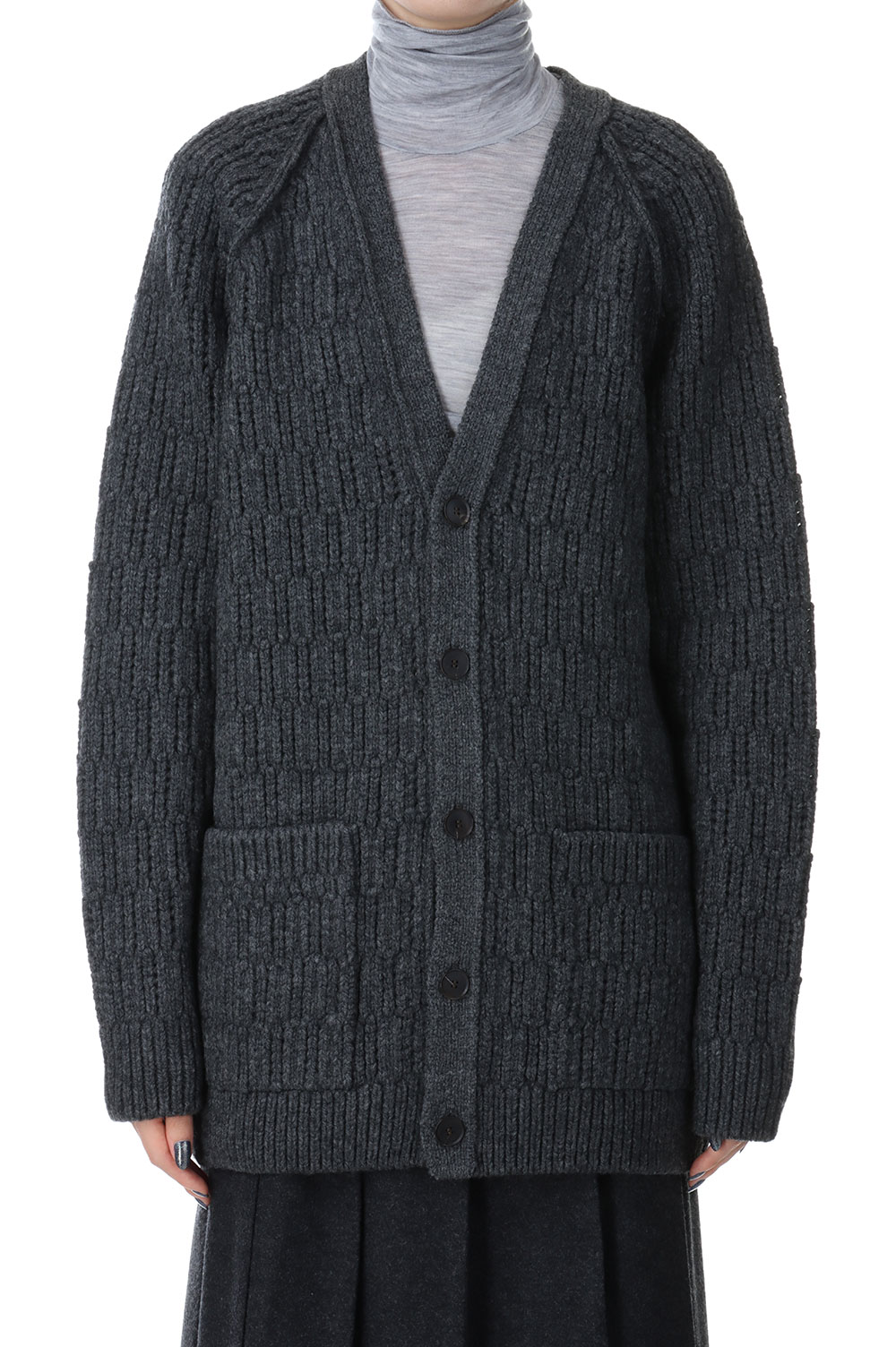 日本購入サイト ootho Wool Rib Design Knit Charcoal Grey - トップス