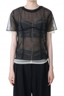 See-through Gathered Layered Tops -BEIGE  (31231315208)